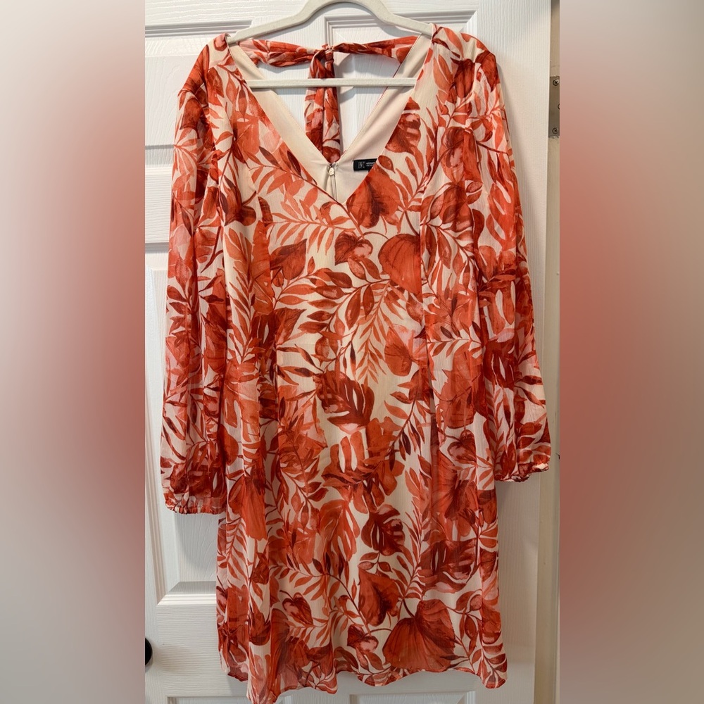 INC International Concepts Orange Floral V-Neck Tunic